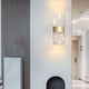 thumbnail image 5 of Aplique de pared acrílico con cable, moderno aplique LED cálido, aplique dorado para interiores, ideal para sala de estar, dormitorio, baño, pasillo, puerta, escaleras, mesita de noche, moderno., 5 of 6
