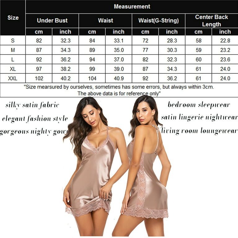 Avidlove Women Lingerie Satin Lace Chemise Nightgown Sexy Full Slips  Sleepwear Red Small 
