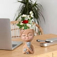 thumbnail image 6 of Head Planter Pots Cute Resin Face Flower Pot with Drainage Creative Decorations, Gift for Women, Man, Office and Garden Decor Black Cat, 6 of 10
