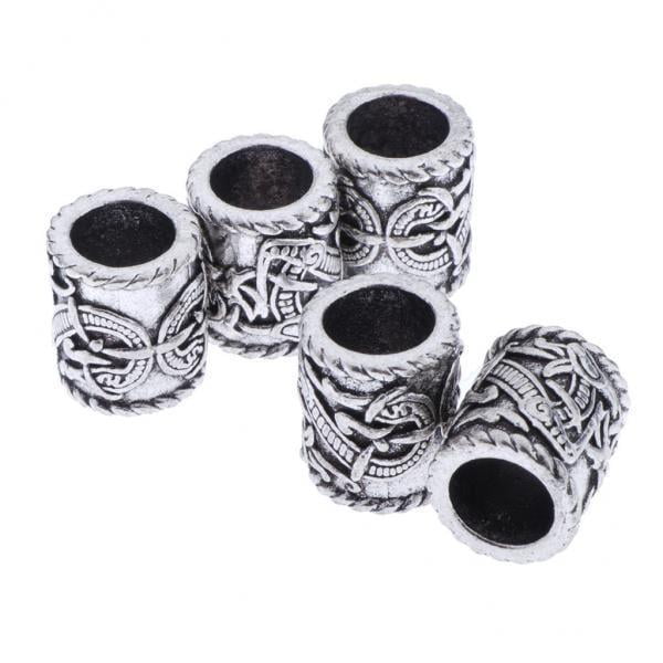2-3 del paquete 5 piezas grandes cuentas de runas vikingas para pelo barba DIY tal como se describe