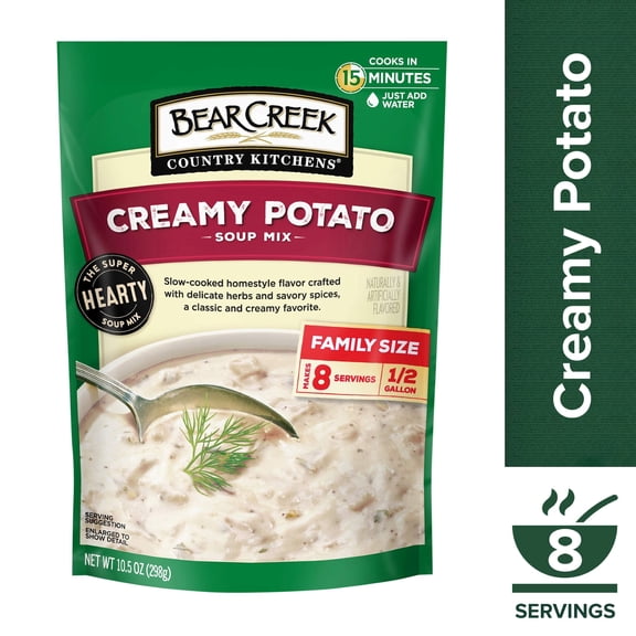 Bear Creek Country Kitchens Creamy Potato Soup Mix, 8 Servings, Shelf-Stable, 10.5 oz Pouch