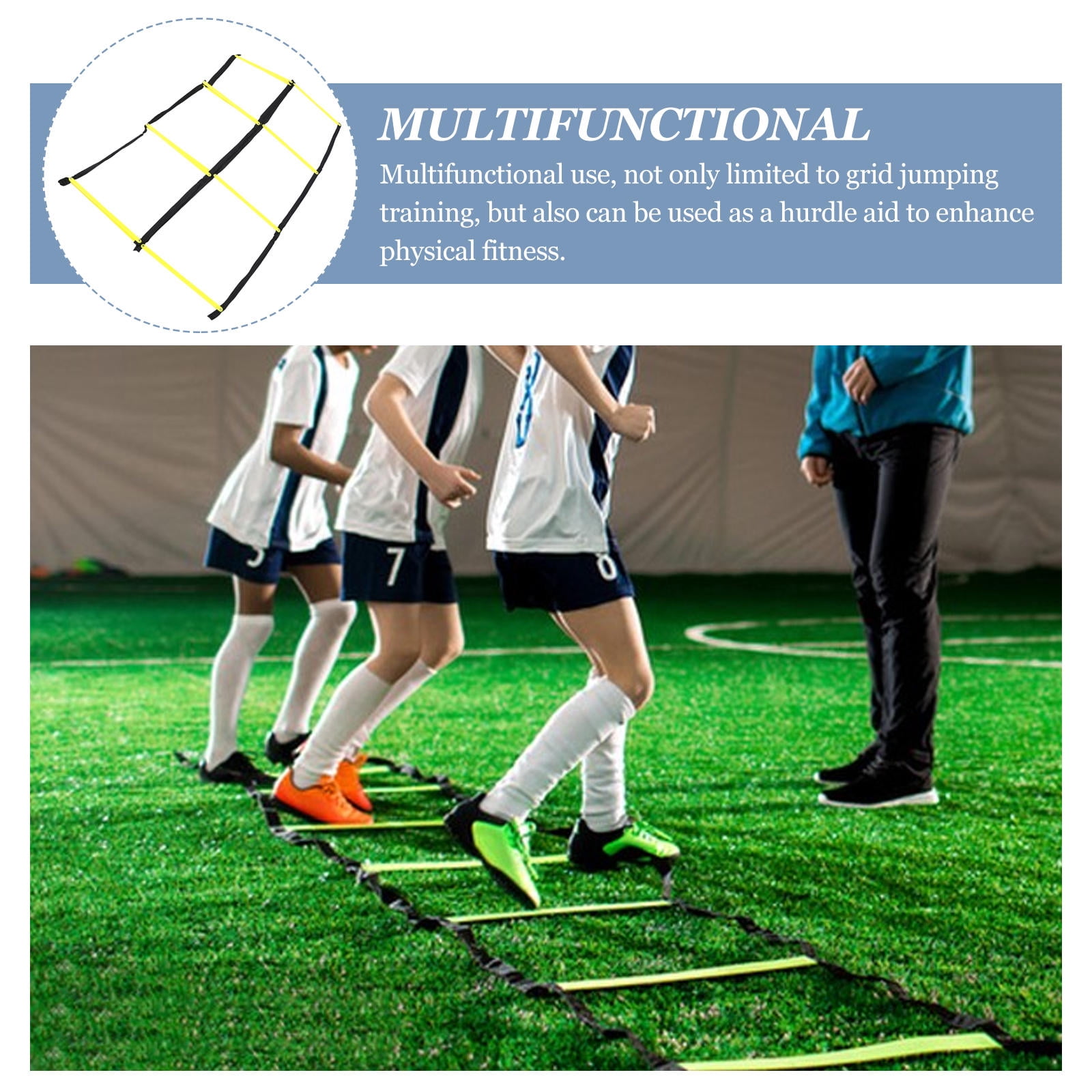 ELAYARD Foldable Yellow Agility Ladder for Football Soccer Training, Speed Ladder for Quick Footwork, Agility & Coordination Drills