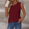 thumbnail image 5 of Wang6 Womens Plus Size Tank Tops Causal Sleeveless Pleated T Shirts Summer Solid Loose Fit Hollow Tops XL, 5 of 5