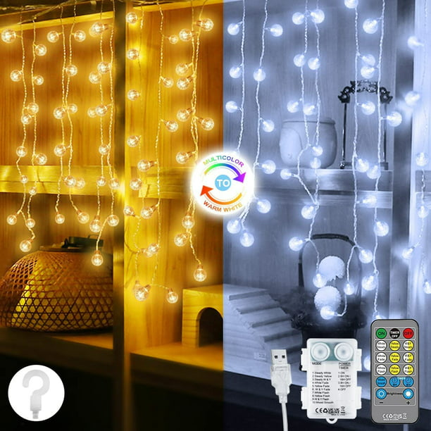 GooingTop Curtain String Outdoor Battery Operated,11.2Ft 54 Globe Fairy Lights Plug in,10 Lighting Modes Hanging Waterfall Patio Lights with Remote for Garden Patio Outdoor Decor - Walmart.com