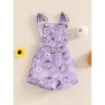 thumbnail image 3 of Halloween Toddler Girls Overalls Clothes Flower Ghost/Pumpkin Suspender Pants Baby Sleeveless Shortall Romper Jumpsuit, 3 of 8