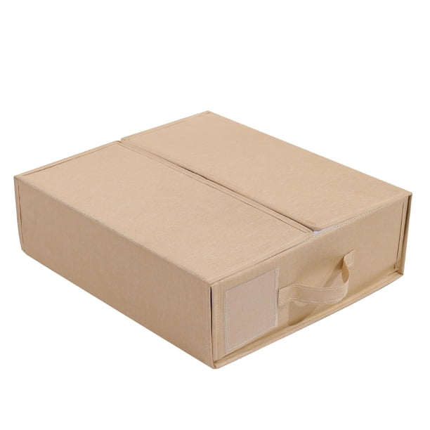Nvzi Organizadores y almacenamiento de sábanas, caja plegable para guardar ropa de cama con ventana y etiqueta, organizador de armario para ropa de cama, mantas, fundas nórdicas y sábanas (caqui)