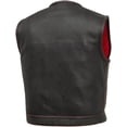 thumbnail image 2 of First Mfg Co - Lowside - Mens Motorcycle Biker Riding Black Red Perforated Leather Vest - Extra Large, 2 of 5