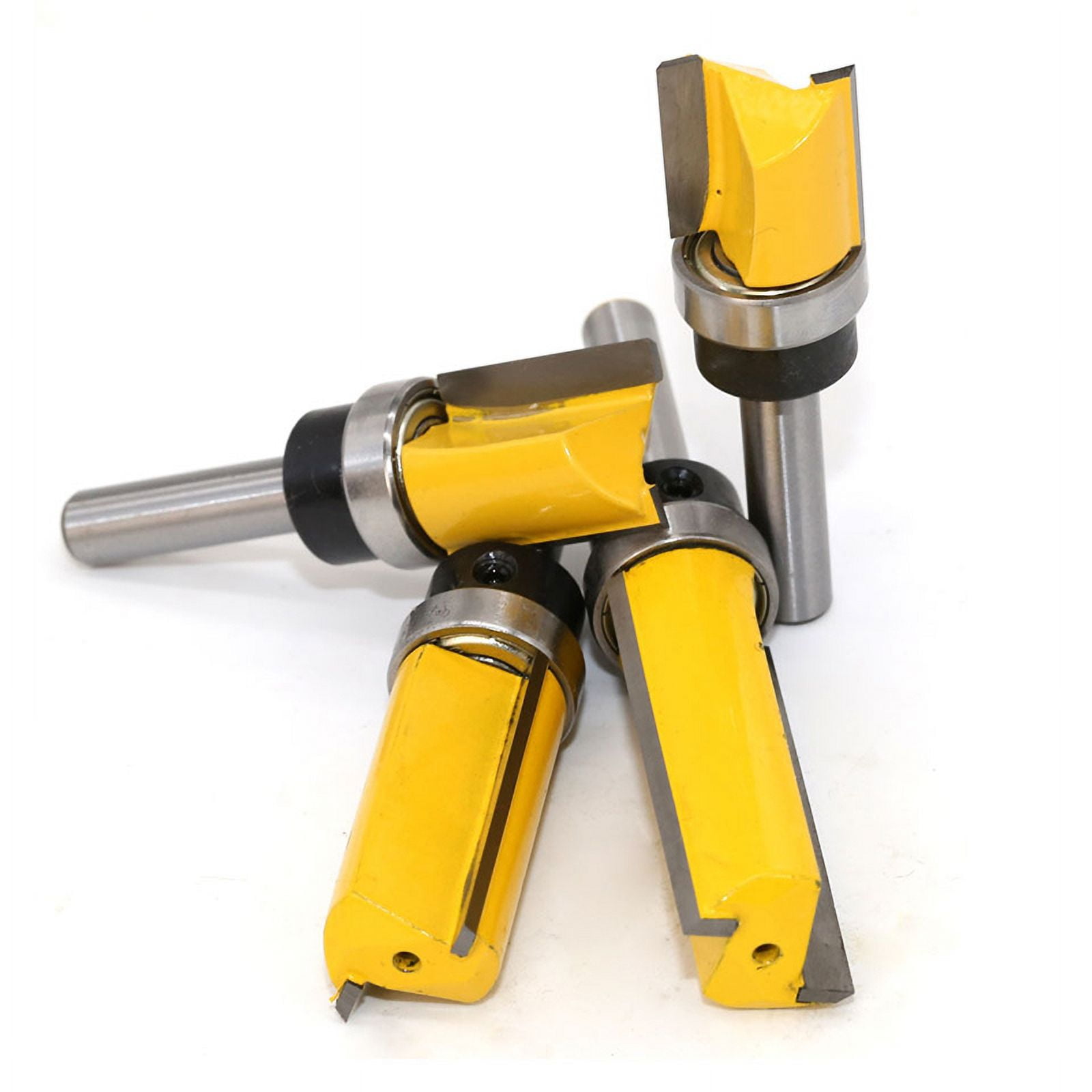 SEIWEI 4Pcs Template Pattern Trim Router Bit Set 8mm Shank Woodworking Milling Tool Yellow ( 4 Size)