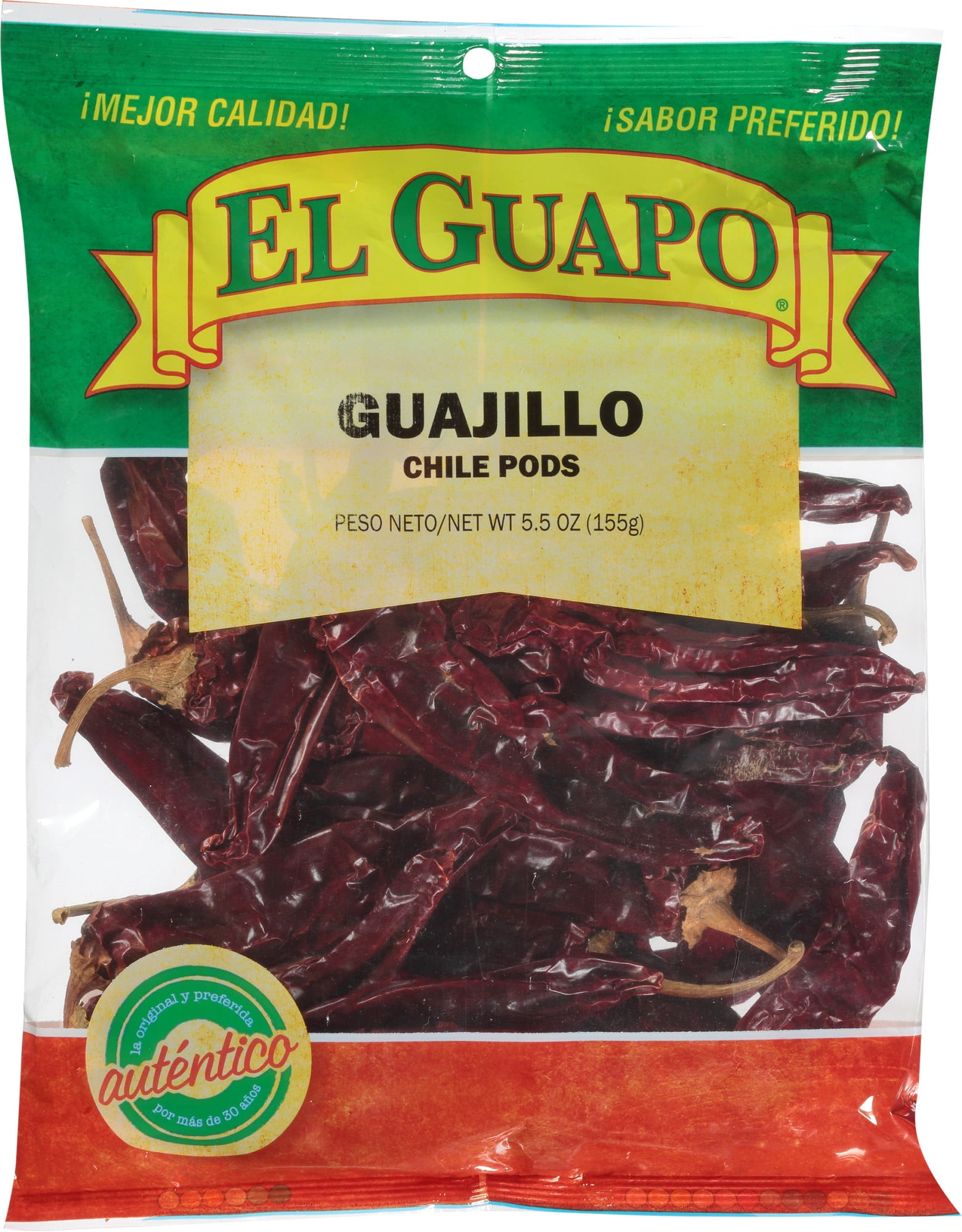 El Guapo Whole Guajillo Chili Pods (Chile Guajillo Entero), 5.5 oz
