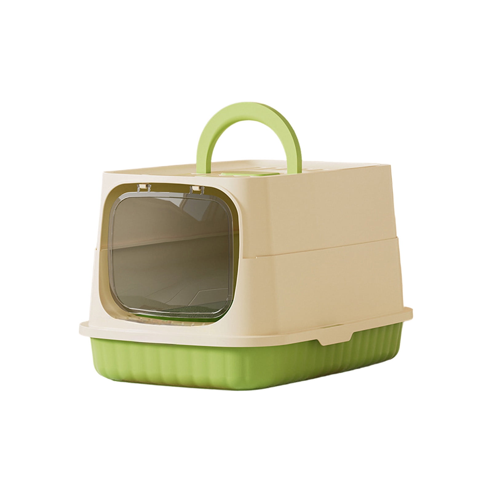 Kuroiy Enclosed Cat Litter Box | Extra Large Covered Litter Tray | Splash-Proof Pan with Lid | Easy Clean Plastic | Non-Slip Bottom | Green or Gray | Includes Shovel | 48x32x29cm