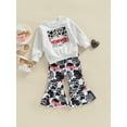 thumbnail image 3 of Bagilaanoe 2pcs Toddler Baby Girls Long Pants Set Letters Print Long Sleeve Sweatshirt Tops + Flare Trousers 12M 18M 24M 3T 4T 5T Kids Casual Outfits, 3 of 8
