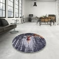 thumbnail image 4 of Ahgly Company Machine Washable Indoor Round Industrial Modern Black Area Rugs, 3' Round, 4 of 7