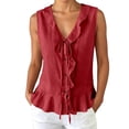 thumbnail image 5 of Fgnfyis Womens Tank Tops Sleeveless Ruffle Vest Casual Polished Summer Daily Summer Tank Tops for Women Red S, 5 of 5