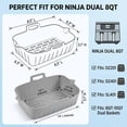 thumbnail image 2 of Silicone Air Fryer Liners for Ninja Dual 8QT, 2 Pcs Rectangle Reusable Liners for DZ201 DZ401, Food Grade Non-Stick Airfryer Accessories, 2 of 10