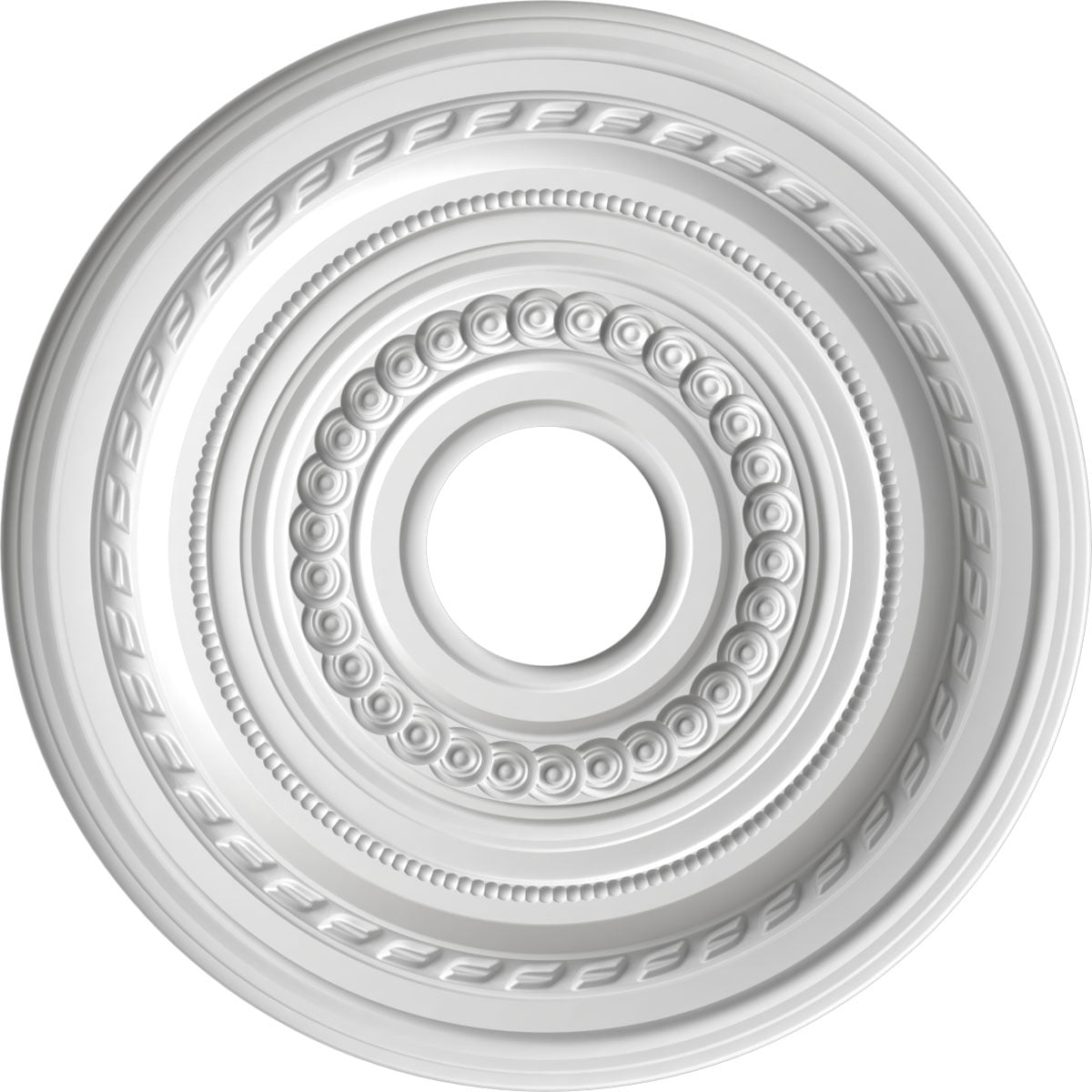 Ekena Millwork 16"OD x 3 1/2"ID x 1"P Cole Thermoformed PVC Ceiling Medallion (Fits Canopies up to 4 1/2"), Bright Coat Chrome
