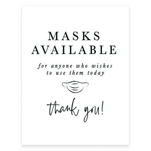 Koyal Wholesale Masks Available, Formal Black and White Print With Mask Design Table Sign, 1-Pack