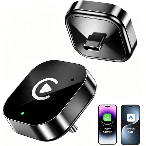 GJX Usb C Wireless Carplay & Android Auto Adapter, Wired to Wireless Dongle | Plug & Play Compatible with Iphone & Android Smartphones Wireless Carplay Adapter Usb C