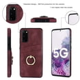 thumbnail image 6 of Compatible With Samsung Galaxy S20 Phone Case 360° Rotate Ring Holder[Hidden Kickstand] 2 Card Slots Shockproof Anti-Fingerprint Synthetic Leather Phone Case for Women or Men,Winered, 6 of 8