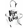 thumbnail image 1 of Funny Words Apron, Rise and Wine Brush Calligraphy Words Humorous Saying Drink Motivation Fun, Unisex Kitchen Bib with Adjustable Neck for Cooking Gardening, Adult Size, Black and White, by Ambesonne, 1 of 4