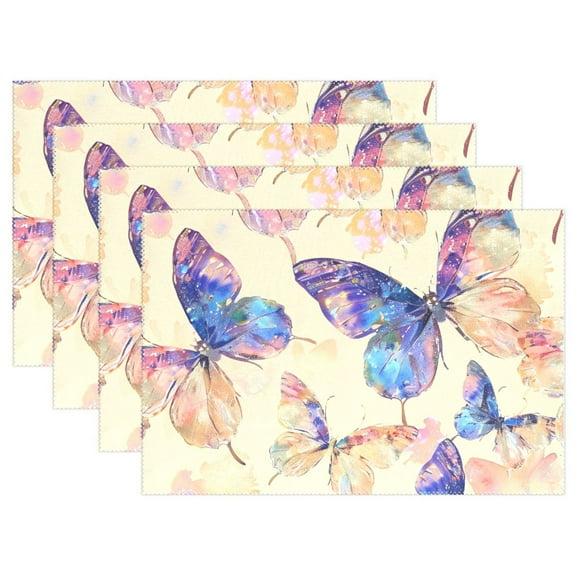 Butterflies in Cream 12×18 inch Placemats Heat Resistant Washable Foldable Rectangular Placemats Set Decoration Indoor Outdoor for Kitchen Dining Table 1PC