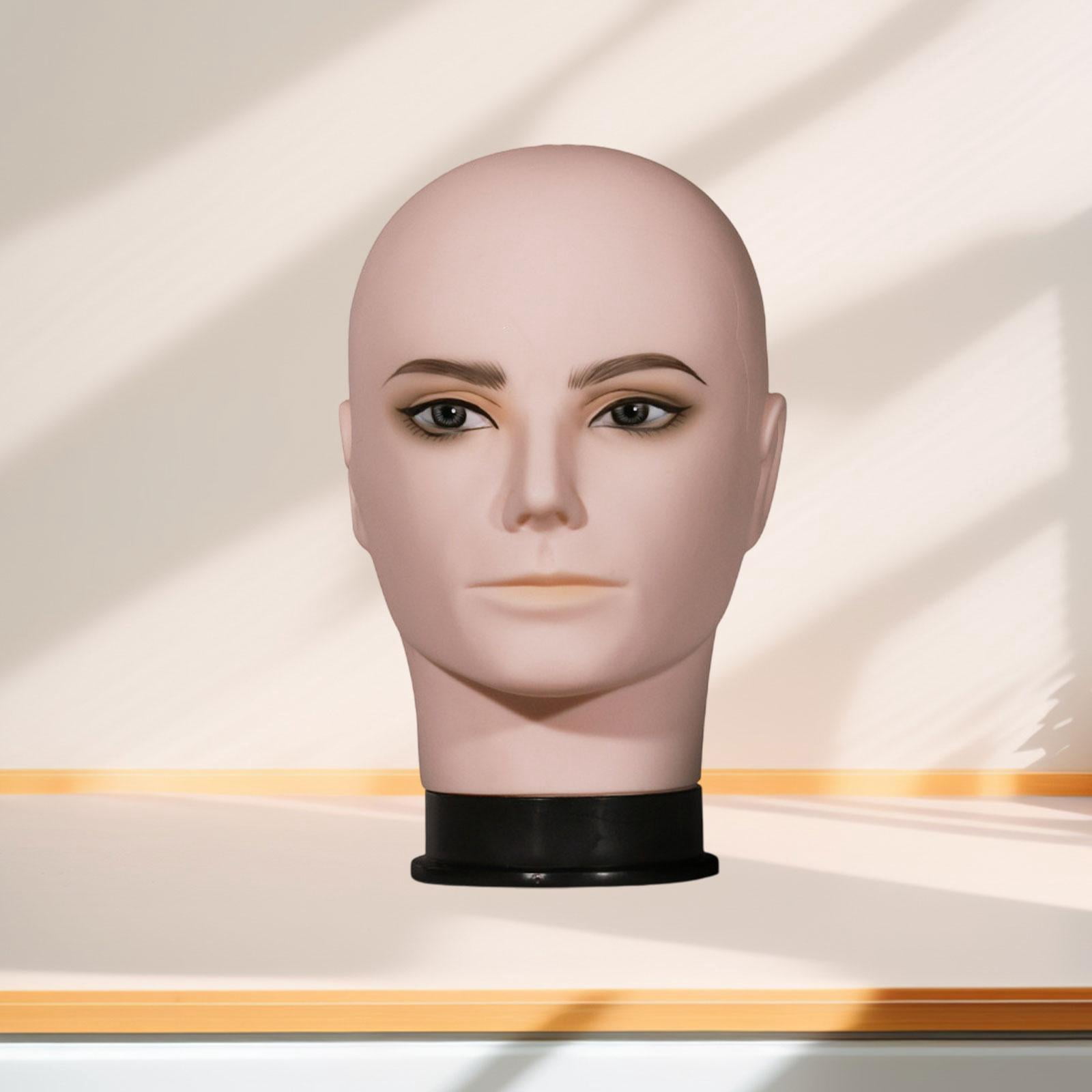 Stgfyxgs Male Bald Mannequin Head Manikin Head,Professional,Smooth,Stable Base Hat Display Rack Holder for Making Styling