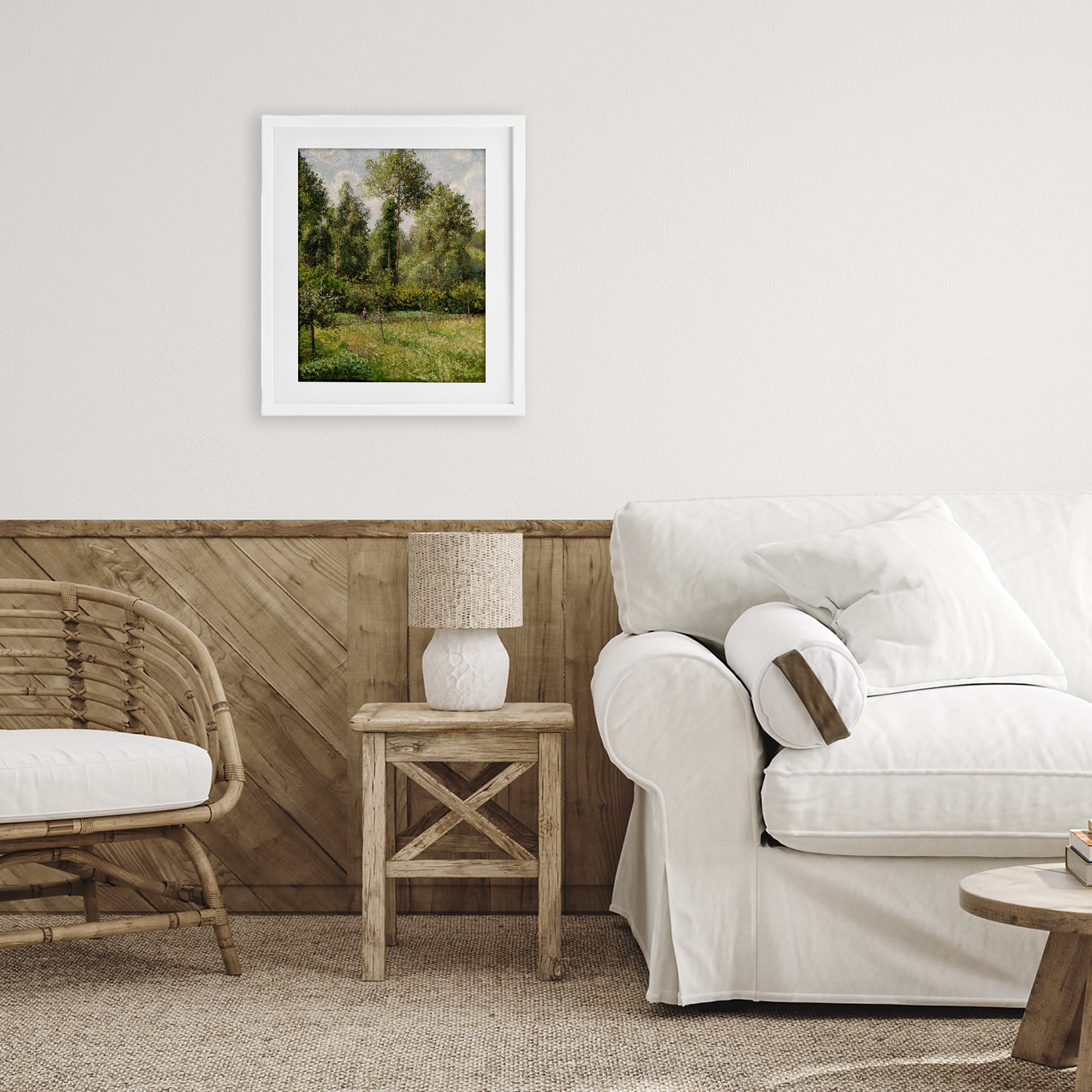 Stupell Industries Poplars Classic Landscape White Framed Print Under Glass, design by Camille Pissarro