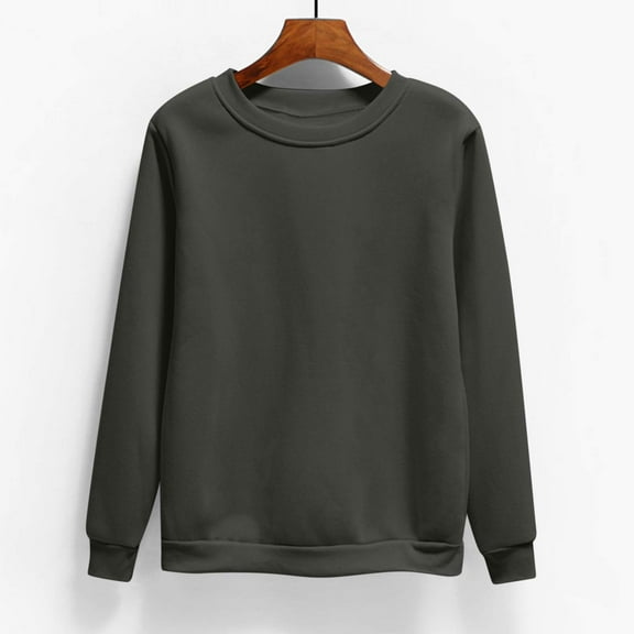 Crewneck Sweatshirts for Women Plus Size M-4X Pullover Fleece Lined Tops Ladies Casual Long Sleeve Solid Loose Basic Comfort Sweatshirt