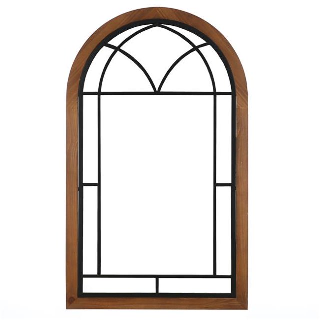 Luxen Home WHA1537 Arched Wood Framed Window Wall Mirror