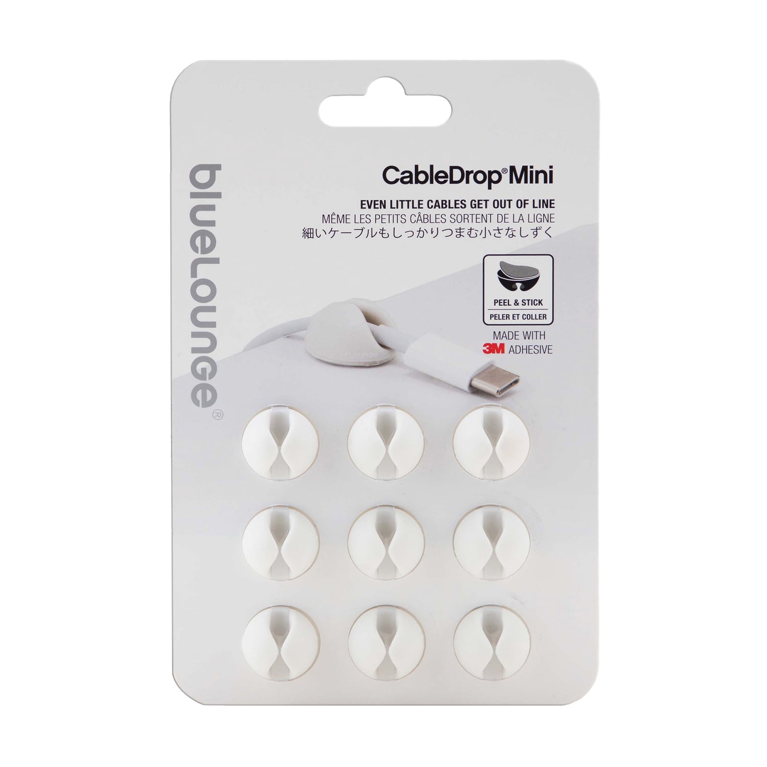 Bluelounge BLUCDM-WH CableDrop Mini Multipurpose Cable Clips, 9 Count (White)