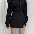 thumbnail image 2 of Black Mini Skirts Women Irregular Side Slits High Waist A Line Shorts Skirts Summer Korean Fashion Chic Hip Wrap Skirt Female, 2 of 8