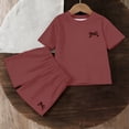 thumbnail image 6 of HAOTAGS Girls Summer Outfit Sets,Round Neck Printed Tee and Shorts Academic Style Causal 2-Piece Clothe Wine 7-8T, 6 of 6