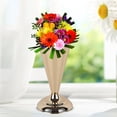 thumbnail image 3 of Jarrón de flores de lujo cromado con arreglos florales artificiales y adorno de hierro tipo trompeta. S oro, 3 of 9