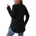 thumbnail image 2 of Jalioing Long Sleeve Casual Shirts for Women Fashion V Neck Button Tunic Tops Side Slit Ribbed Blouses, 2 of 7