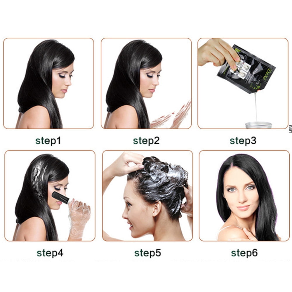10pcs Black Hair Shampoo White Hair Into Black Instant Hair Dye