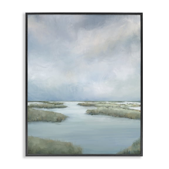 Hazy Marsh Land View Black Framed Giclee Art, design by Leah Noel Art