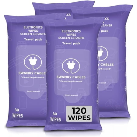 Swanky Cables Screen Cleaner Wipes: Electronic Wipes for Screens - Computer Screen Wipes for Lens, Phone, Tv Screen