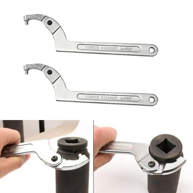 2x Herrienta de Lve de de Lve de Cabeza Cuadrada / Redonda de Vanadio de Cromo - In - / Tool Soledad Llave de gancho ajustable