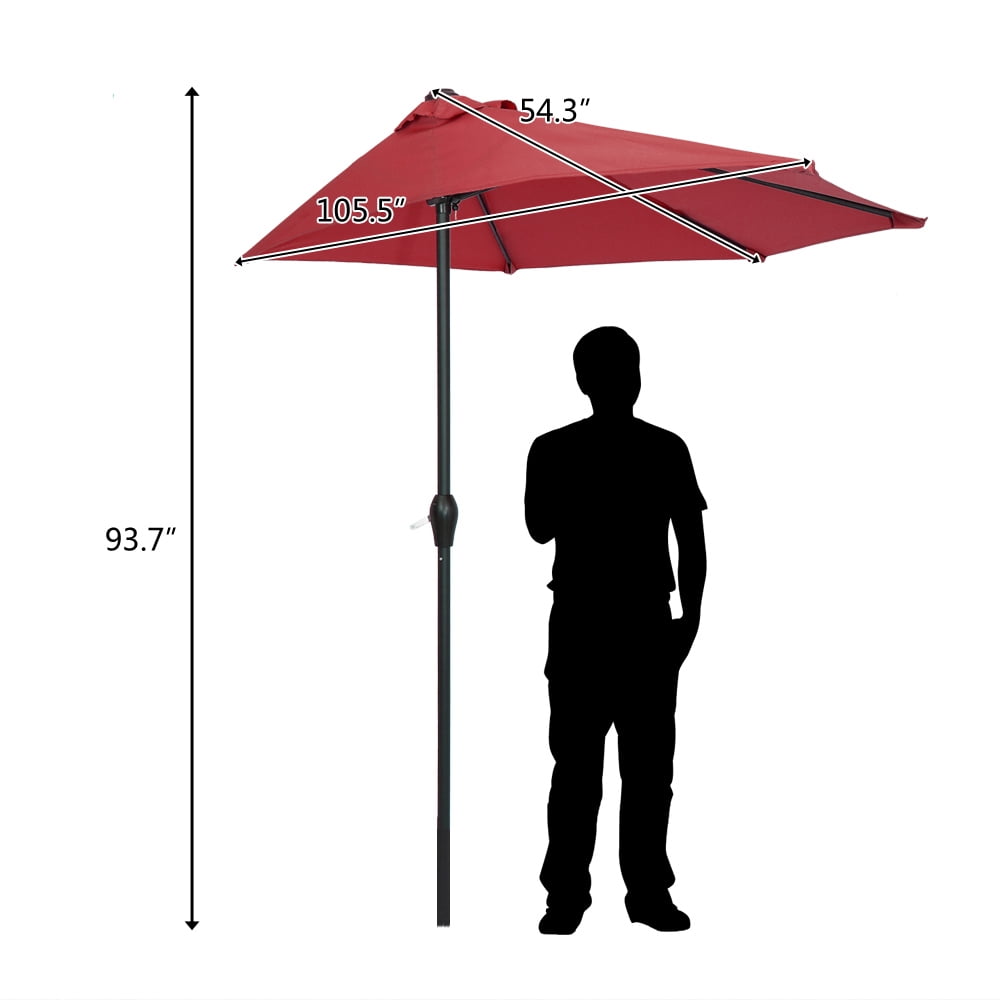 Kepooman 9Ft Half Round Umbrella, Waterproof Patio Wall Balcony Door Window Sun Shade, Without Base, Wine Red Kepooman 9Ft Half Round Umbrella, Waterproof Patio Wall Balcony Door Window Sun Shade, Without Base, Wine Red