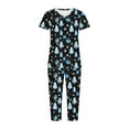 thumbnail image 4 of Homenesgenics Christmas Pajamas for Women Plus Size Women V-neck Short Sleeved Pajamas And Pants One Sets Casual Night Wear with Pockets Black M, 4 of 5