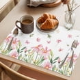 thumbnail image 3 of Spring Flower Leaf Placemats Set&nbsp;of 1 Summer Country Pink Floral Butterfly Green Leaf Plant Heat Insulation Washable Place Mats, Non-Slip Table Mats for Dining Table Party Kitchen,13x19 Inch, 3 of 9