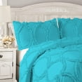 thumbnail image 3 of DNG Creations 5 Piece Ruffle Ribbon Design Comforter ( Oversized Queen Size ) Ultra Soft All-Season 550 GSM 800 Threads Count,100% Egyptian Cotton - Solid Turquoise Blue Colour, 3 of 4