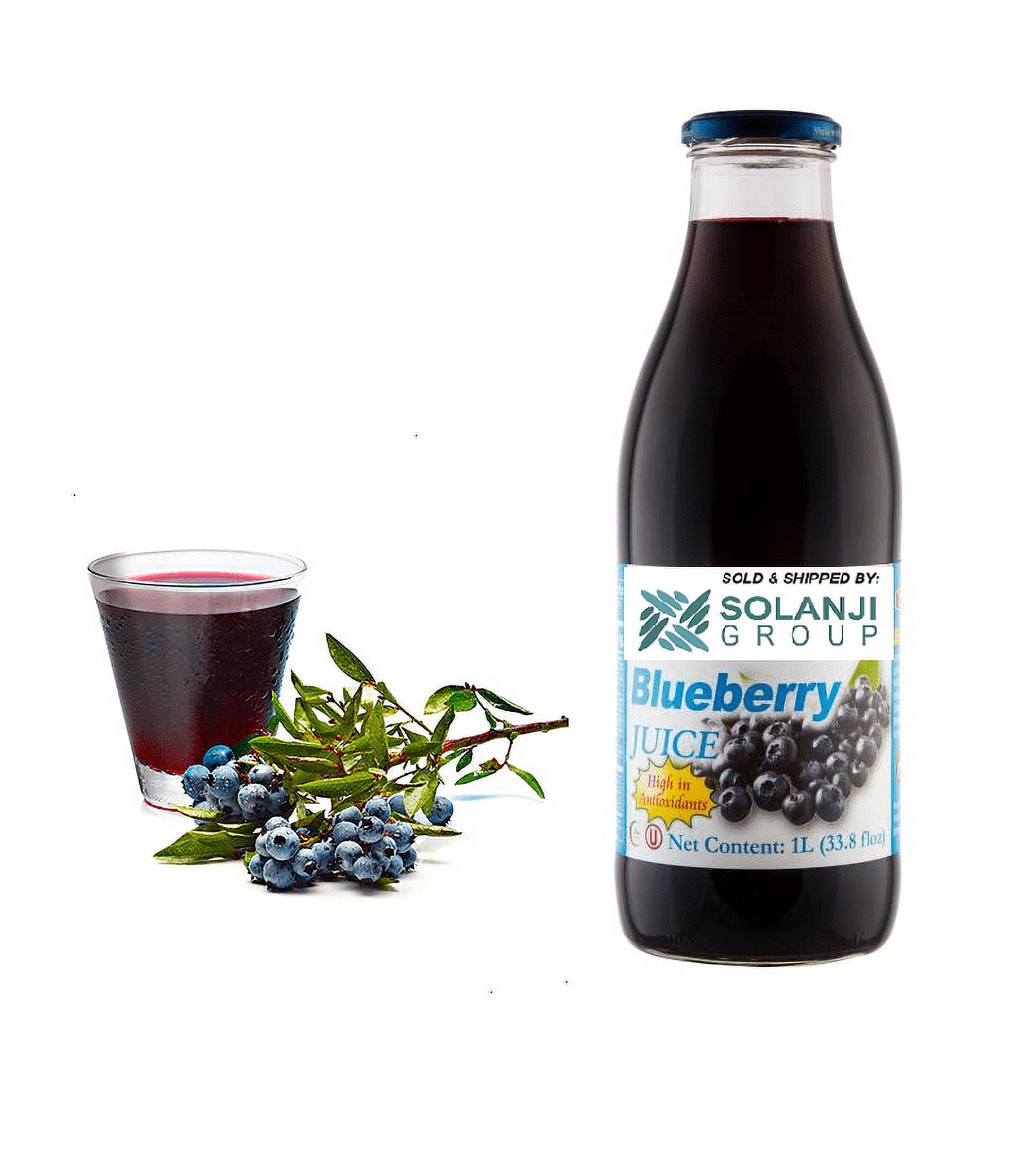 Blueberry Juice Net 33.8 fl.oz (1 Ltr.) - One (1) Glass Bottles - High in Antioxidants