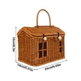 thumbnail image 4 of Rattan House Shaped Basket with Lid, Decorative Hand Woven Shelf Organizer with Folding Handle, Harvest Wicker Basket for Picnics, Easter, Organizing, Storage(Light Brown), 4 of 6