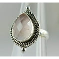 thumbnail image 3 of Navya Craft Rose Quartz Pearshape 925 Solid Sterling Silver Handmade Women Pink Gemstone Jewelry Ring Size 6.5, 3 of 4
