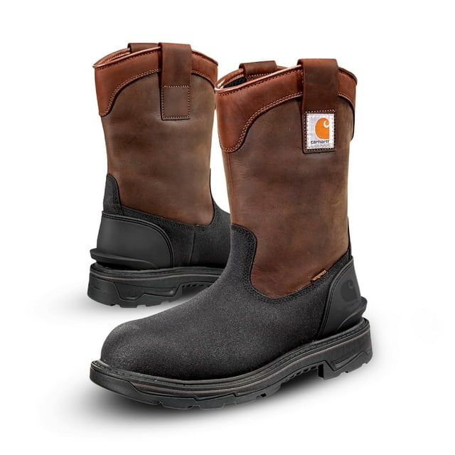 Botas de trabajo Carhartt Ironwood con punta de seguridad y aislamiento impermeables para hombre, Wellingtons de 11 pulgadas con aislamiento de 400 g, suela EH y antideslizante, marrón/negro, 8 W