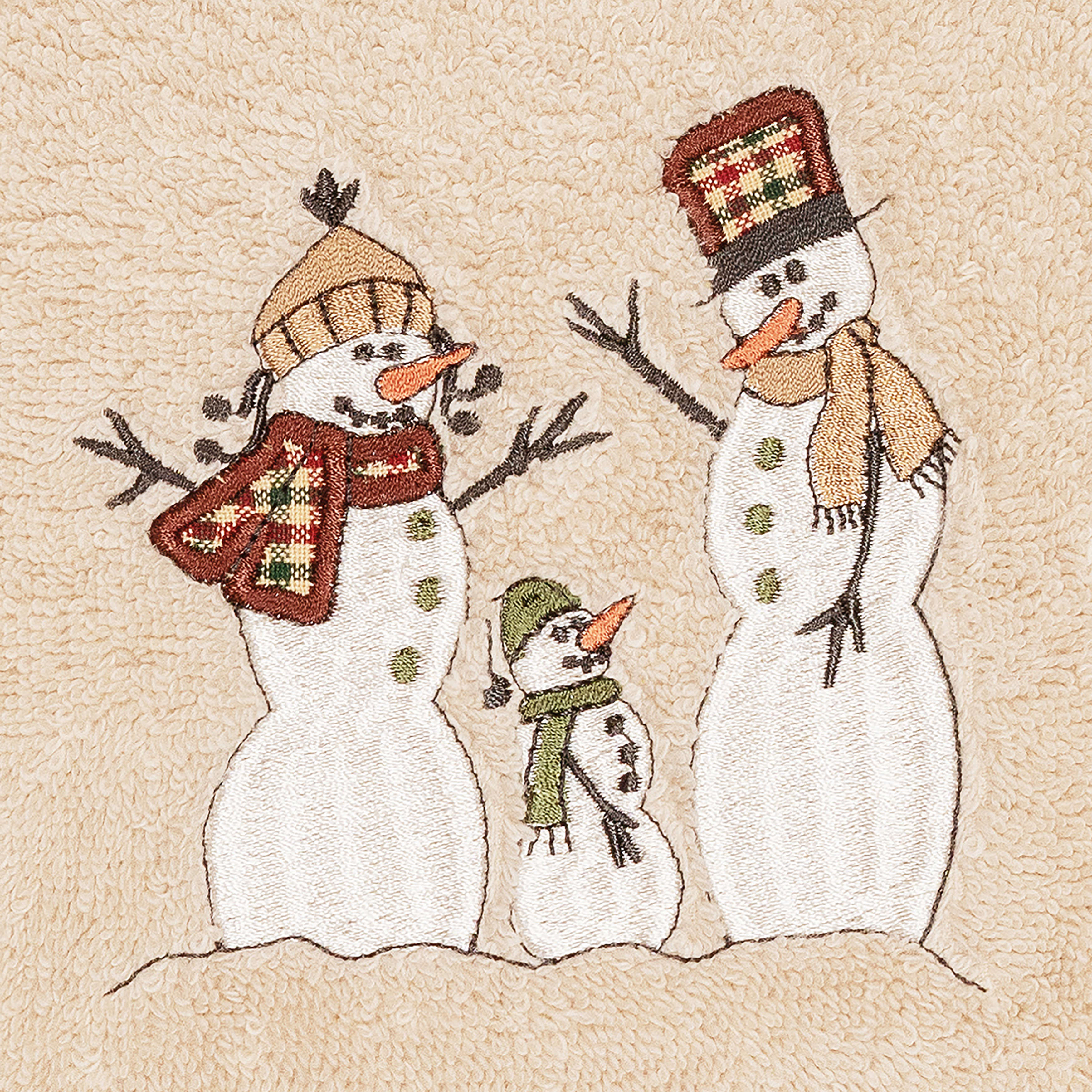Linum Home Christmas Snow Family Embroidered Beige Turkish Cotton Hand Towel - image 2 of 3