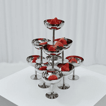 Stainless Steel Ice Cream Cup, Mini Round Footed Sauce Bowl, Reusable Serving Dessert Bowls Cup, Cute Yogurt Snack Candy Cups for Salad Fruit Pudding Christmas Party, 4*6 inch