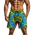 thumbnail image 3 of UVEASISHA Men's Casual Drawstring Shorts with Pockets Fashion Animal Printed Summer Beach Shorts Loose Lightweight Swimming Trunks Green S, 3 of 9