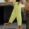 thumbnail image 2 of UAMVSH Women Plus Size Pants for Summer Vacation Travel Lightweight Straight Leg Pants Soft Drawstring Beach Pants with Pockets, 2 of 5