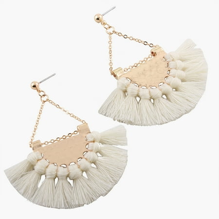 Shell Earrings Fashion Jewelry - Gprince European Fashion Fan-shaped Gothic Tassel Earrings Ear Drops Women Jewelry White